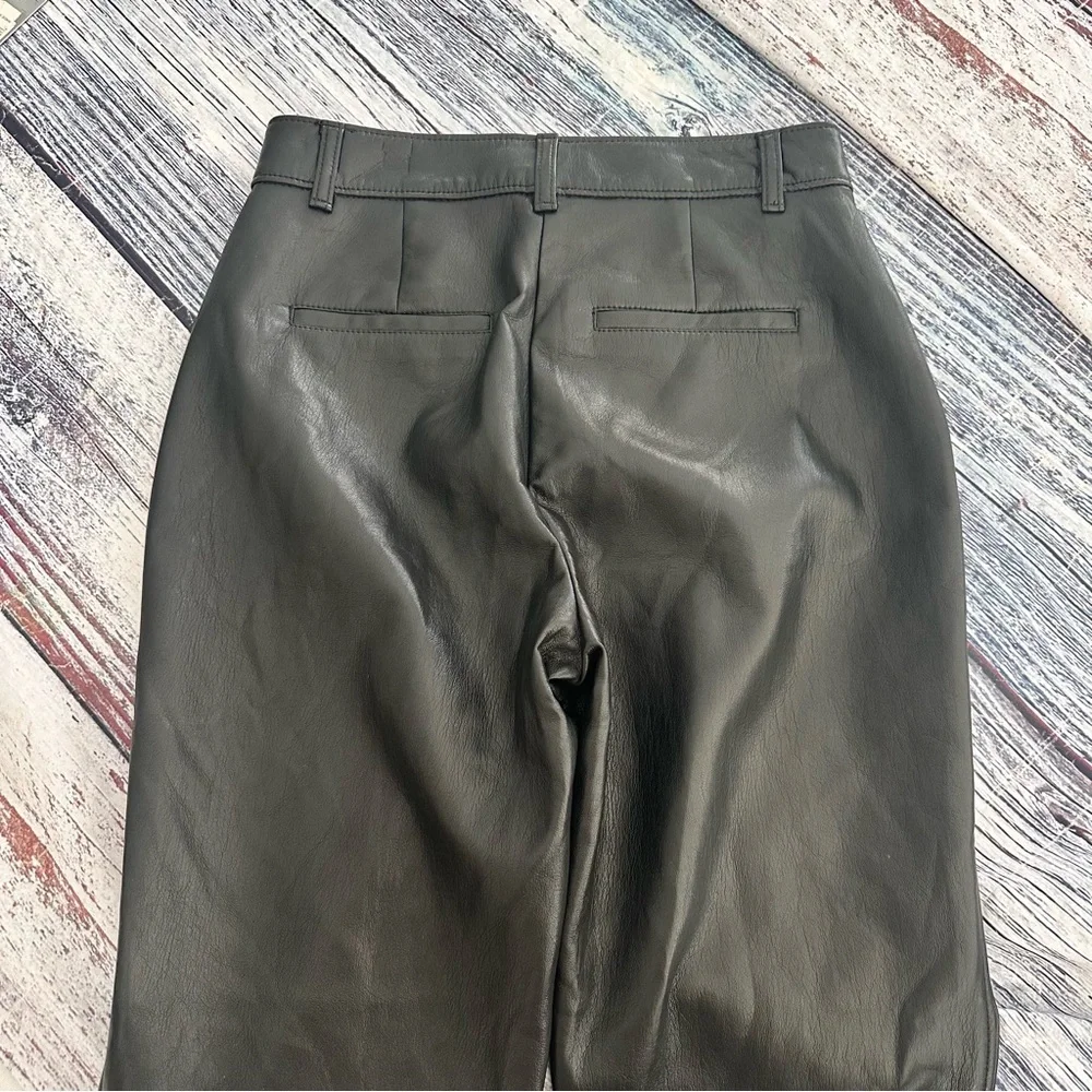 Babaton Black Vegan Leather Straight Leg Pants